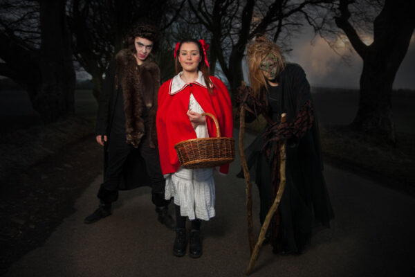 Northern Regional College drama students at the Dark Hedges